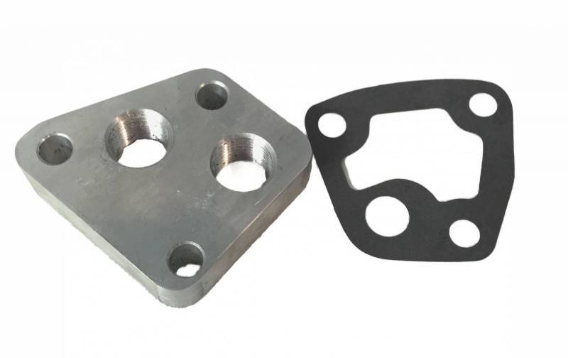 Butler Performance Pontiac Bolt On Remote Oil Filter Bypass Plate 1/2" pipe BPI1011