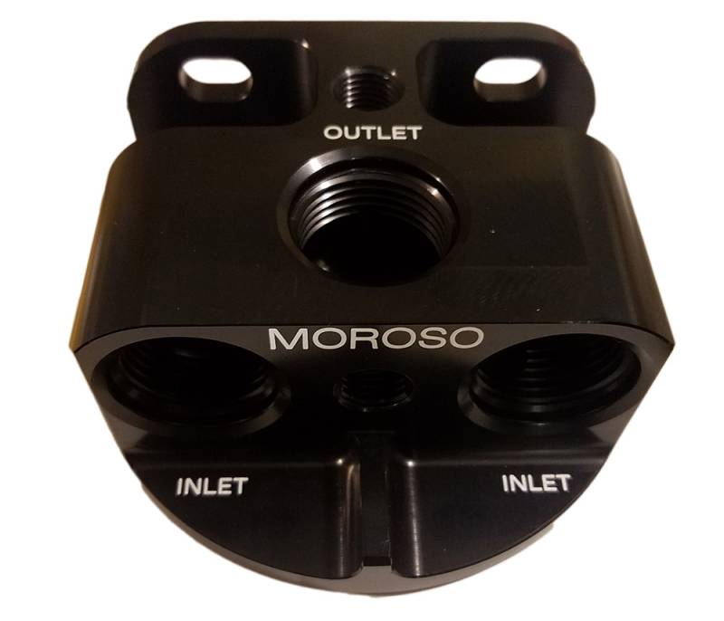 Moroso - Moroso Aluminum Remote Oil Filter Bracket, Front-Line, Black MOR-23764