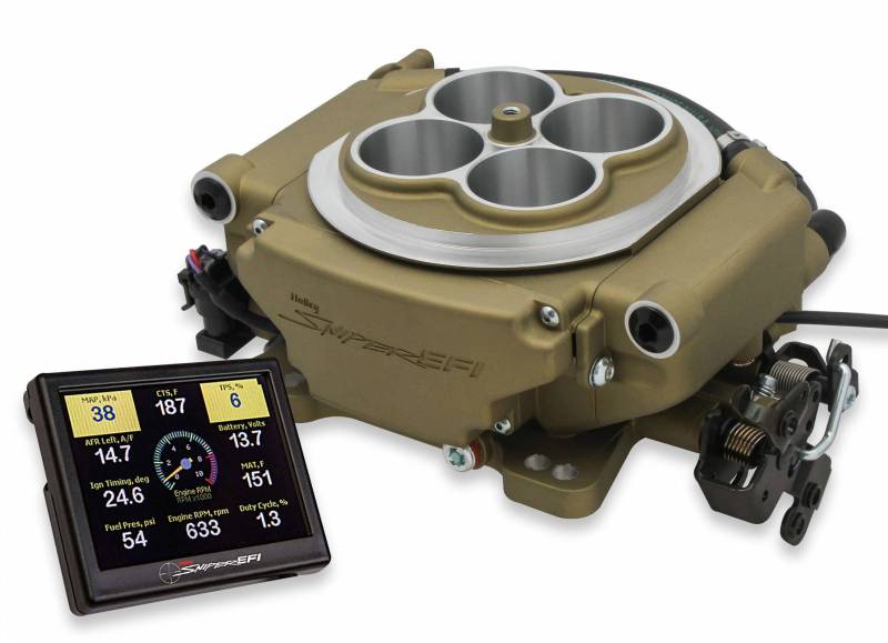 Holley - Holley Sniper EFI Self-Tuning kit + handheld EFI monitor- Classic GoldFinish HLY-550-516