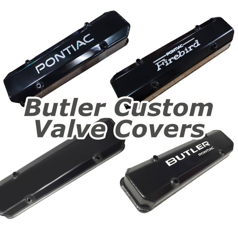 Butler Performance - Pontiac Custom Fab Aluminum Valve Covers, Black Powder Coated, Choose Your Options (Set) BFA-VC-BK