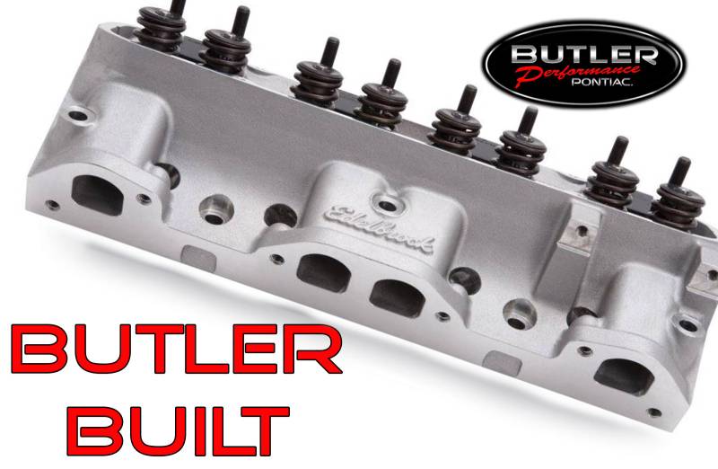 Butler Performance - Butler Built Edelbrock Round Port Pontiac 87cc Cylinder Heads, Fast-Burn CNC Chambers, Hyd. Roller (Pair) BPI-61525BP-2