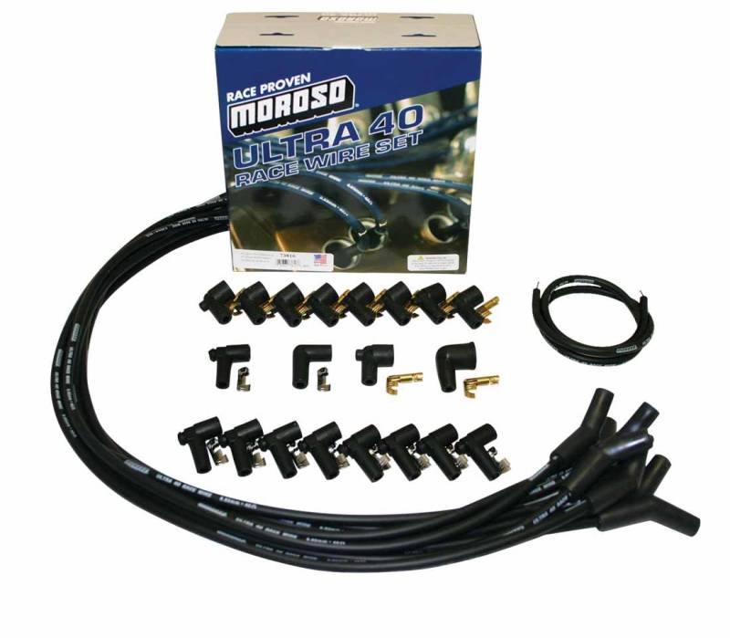 Moroso - Moroso Ultra 40 Universal Wire Set, Black Wire, 135 Deg. Boots