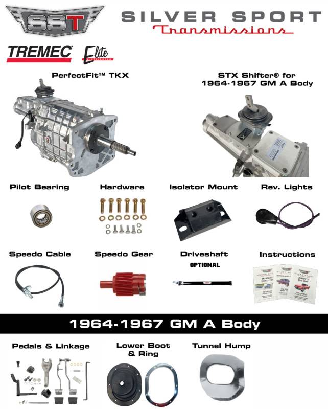 SST - 64-67 GTO/LeMans, A-Body, SST Tremec Perfect-Fit 5 Speed TKX Transmission Kit, Auto to TKX