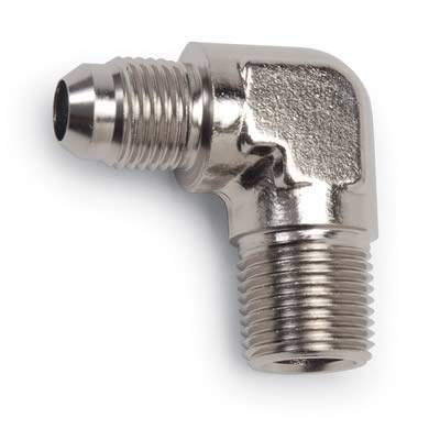 -12 AN to 1/2 NPT 90 Degree Adapter, Shiny