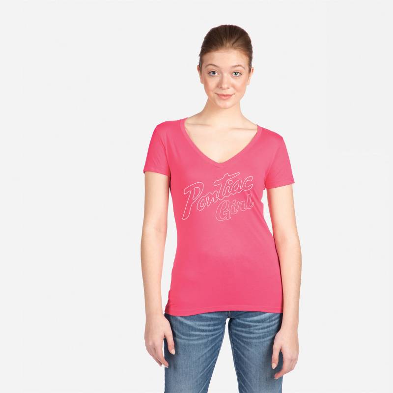 Pontiac Girl - Pontiac Girl V-Neck T-Shirt, Hot Pink