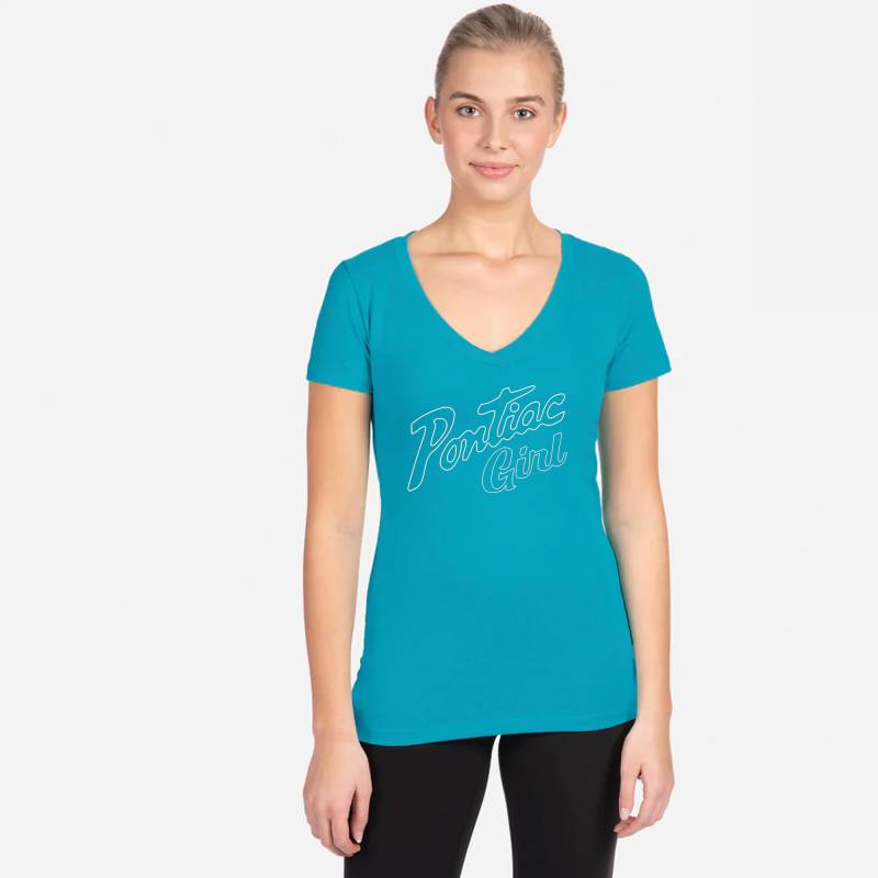 Pontiac Girl - Pontiac Girl V-Neck T-Shirt, Turquoise