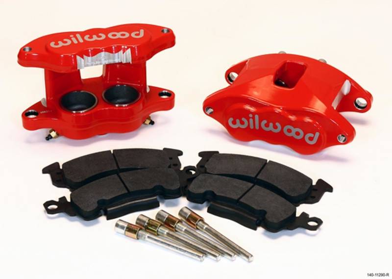 Wilwood Brakes - Willwood Pontiac Brake Caliper Upgrade Kit, D52, 2 Piston, Forged Aluminum, Red Powder Coat, w/Pads, Set/2