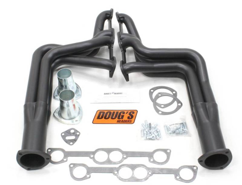 Doug's Headers - Doug's Headers 1 7/8" 4-Tube Full Length Round Port Headers Pontiac Firebird 326-455 70-81 Black Painted