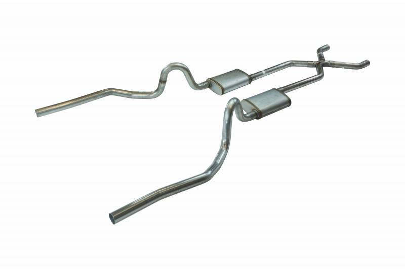 Pypes Exhaust - 1970-1971 GTO Valance Exit 2.5 Inch Crossmember Back Exhaust System With X-Pipe 409 Stainless