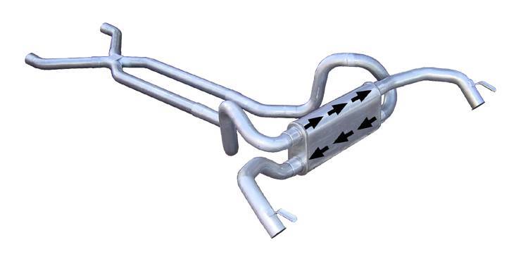 Pypes Exhaust - 1967-1974 2.5 Inch F/X-Body Crossflow Crossmember Back Exhaust System With X-Pipe System 409 Stainless Race Pro Muffler