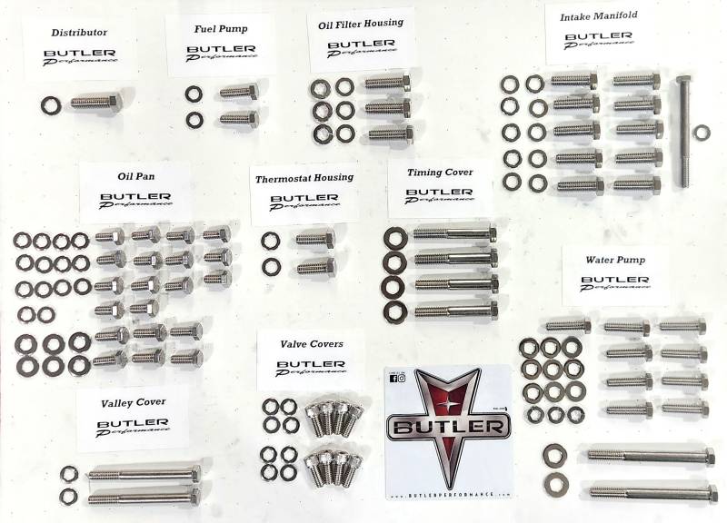 Butler Performance - Butler Pontiac Complete Engine Accessory Bolt Kit-Hex Head- Stainless Steel 1969-79 ABO-H-5201