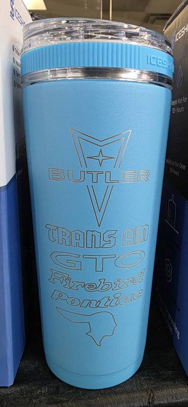 Butler Performance - Pontiac Logos 26oz Iceshaker Flex Bottle, Caribbean Blue, No Handle