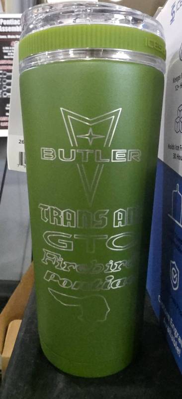 Butler Performance - Pontiac Logos 26oz Iceshaker Flex Bottle, OD Green, No Handle