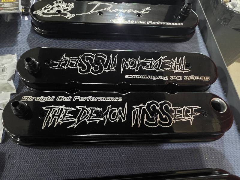 Butler Performance - Butler Performance CUSTOM LOGO CNC Engraved Late Model Pontiac/LS Aluminum Valve Covers (Set) BFA-VC-CUSTOM
