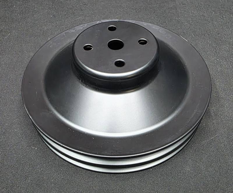 Ram Air Restorations - Pontiac 2 Groove Water Pump Pulley-1971 and Later Non-A/C applications-Black Anodized