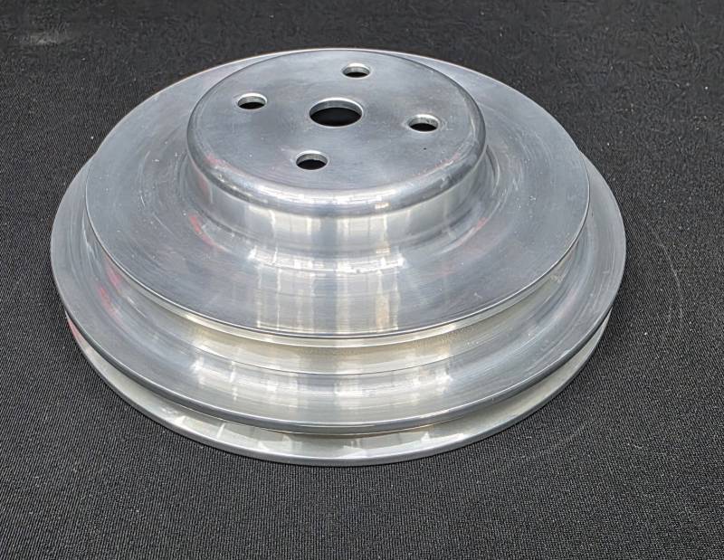 Ram Air Restorations - Pontiac 1965 2 Groove Water Pump Pulley, A/C -Polished, Billet
