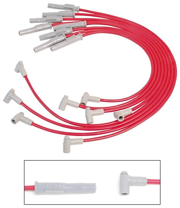 MSD Performance - MSD Red 8.5mm Super Conductor Spark Plug Wire -Custom Fitted, HEI, Set-8 MSD-31369
