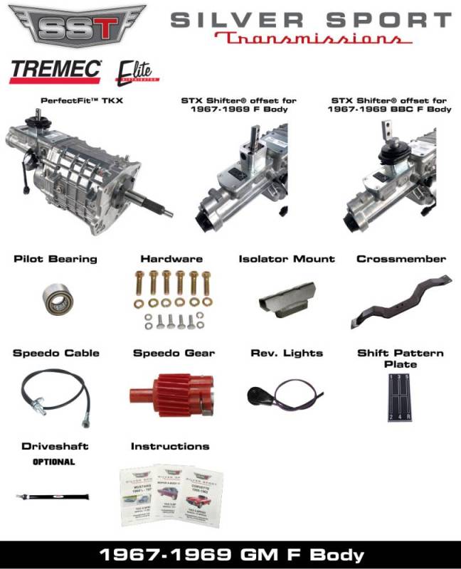 SST - 67-69 FB, F-Body, SST Tremec Perfect-Fit 5 Speed TKX Transmission Kit, Manual to TKO