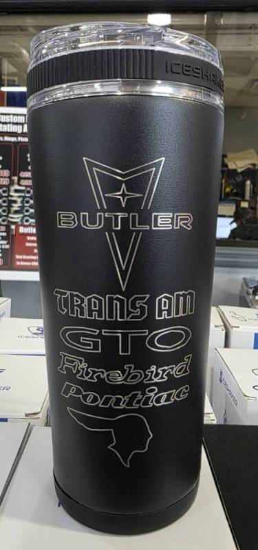 Butler Performance - Pontiac Logos 26oz Iceshaker Flex Bottle, Black, No Handle