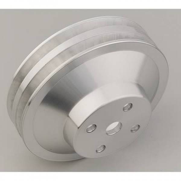 March Performance - March 71-77 2-Groove Polished Aluminum Water Pump Pulley - 13032 Black (MAR-13032-08)
