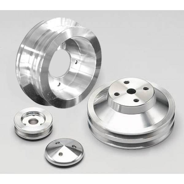 March Performance - Pontiac 71-79 Aluminum Pulley Set 3 Groove Crank (AC), 2-Groove Water Pump, & Alt - 13050 Black (MAR-13050-08)