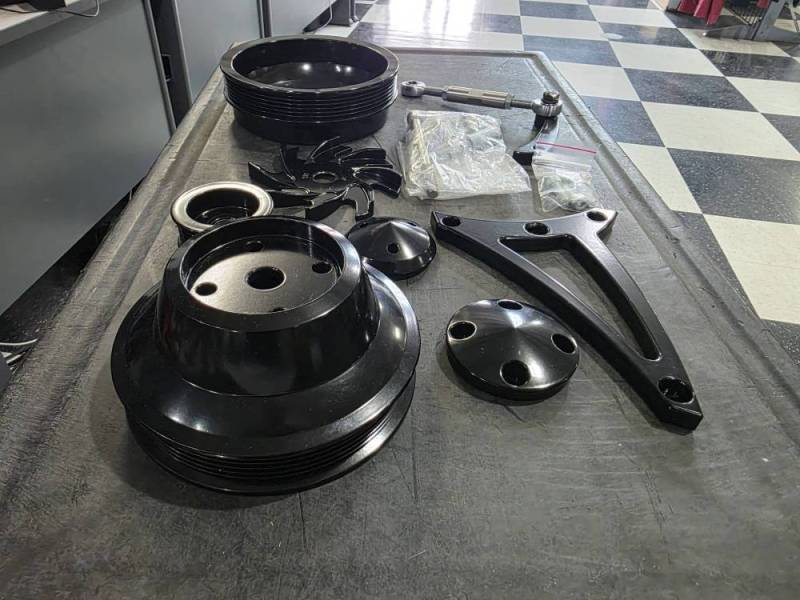 March Performance - March Ultra Serpentine Pulley & Bracket Kit, No AC - 13105 Clear (MAR-13105)