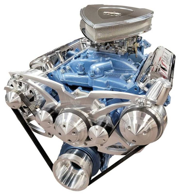 March Performance - March "Style Track" Alternator and Power Steering Only Serpentine All Inclusive System, Billet, Pontiac 326-455c.i. - 13150 Black (MAR-13150
