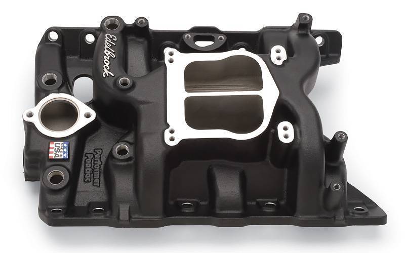 Edelbrock - Edelbrock Performer Pontiac Intake Manifold, Black - CNC Port Matched to Out-of-Box Edelbrock Heads EDL-21563-PM-OOB