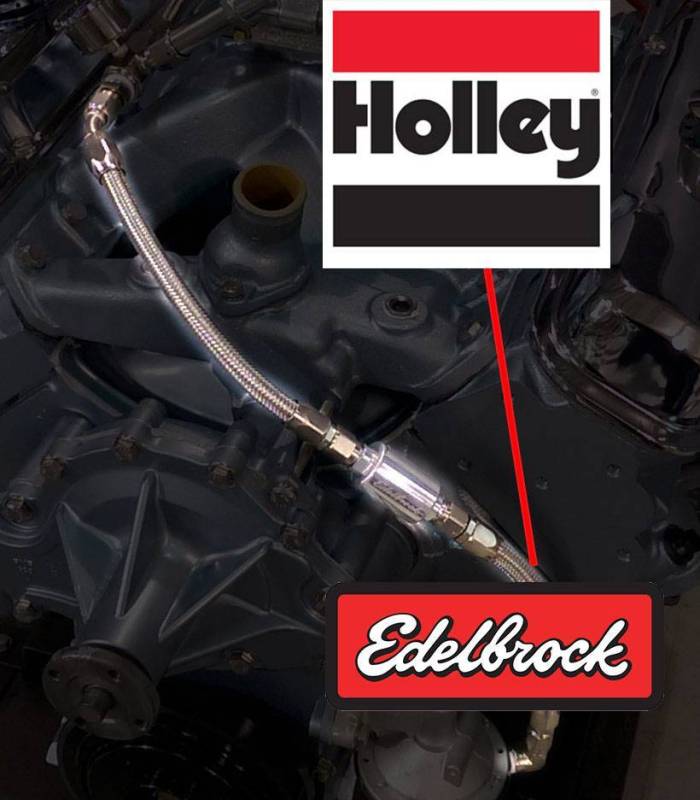 Butler Performance - Butler Fuel Pump to Carb Inlet Kit, Edelbrock Mechanical  to Holley, Black or Endura, Inlet BPI-1012FUEL