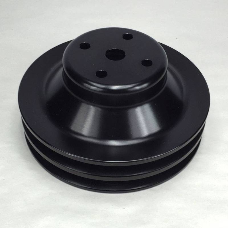 Ram Air Restorations - Pontiac Pontiac 2 Groove Water Pump Pulley, 1969 1/2-1970 w/4.50" water pump, 6 1/2", Black, **A/C Applications** (Also 4" to 4.5" Conversion Pulley)