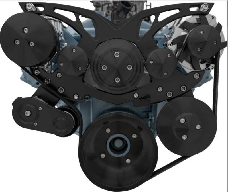 March Performance - March "Style Track"  Serpentine All Inclusive System, Pontiac 326-455c.i., AC/ALT Only - 13130 Black (MAR-13130-08)