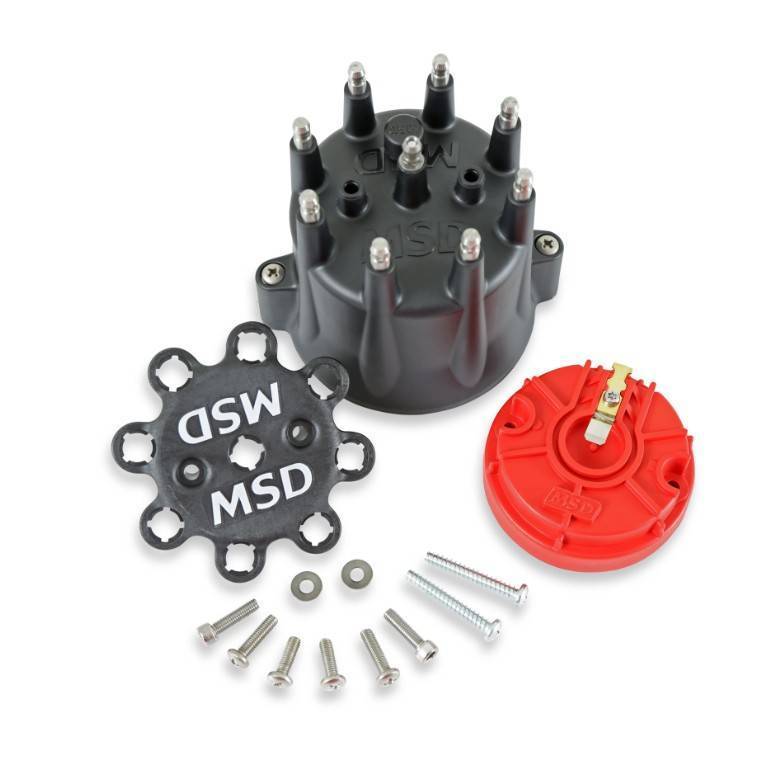 MSD Performance - MSD Pontiac Distributor Cap and Rotor Kit, Black or Red