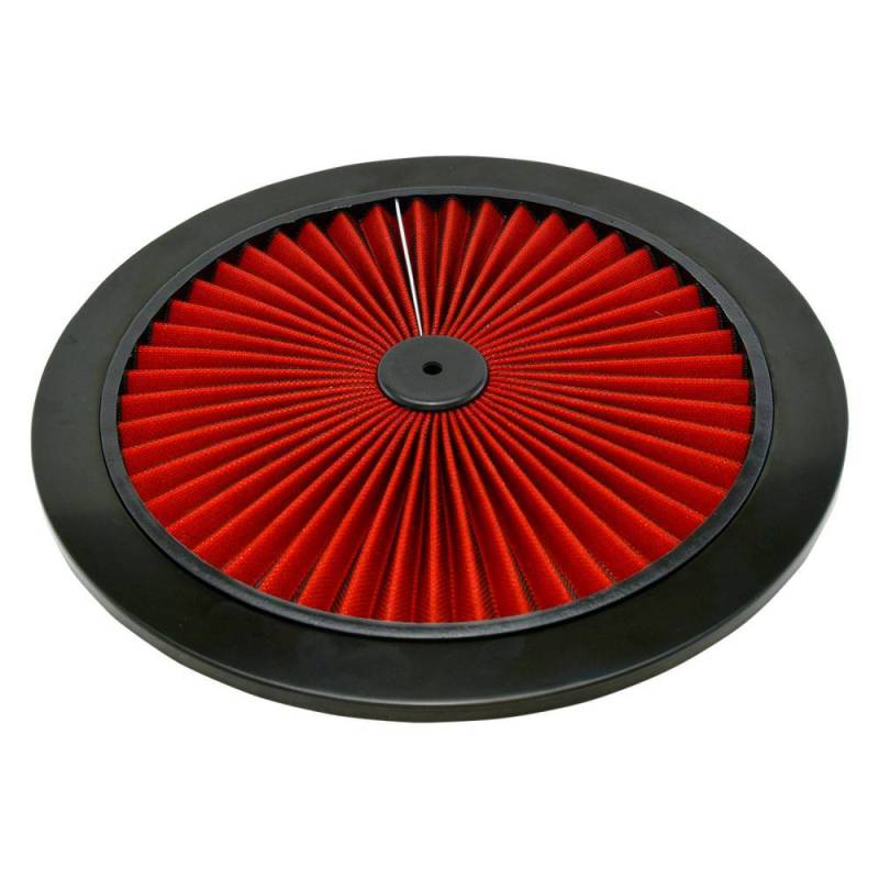 Butler Performance - Air Cleaner Lid, 14 in Round, Filtered, Red Filter, Steel, Black Paint, Each