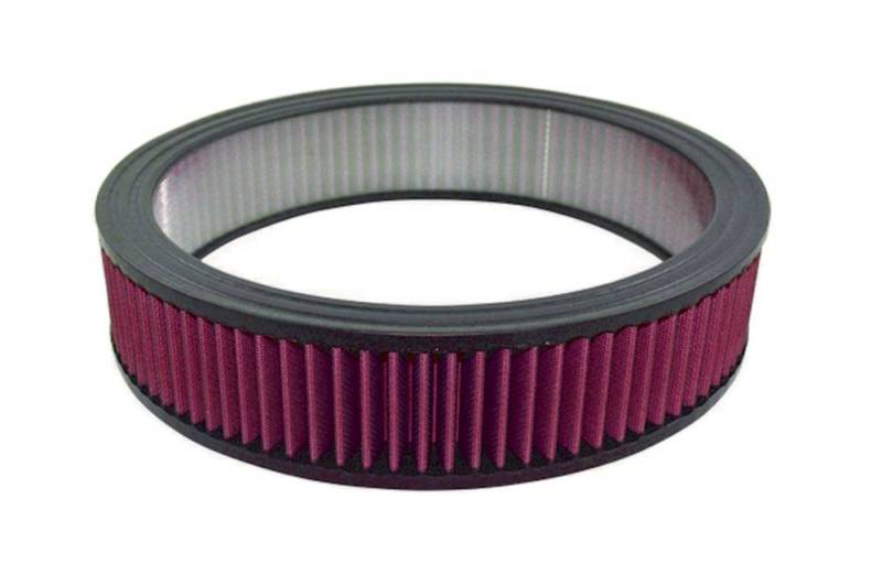Butler Performance - Air Filter Element, Round, 14 in Diameter, 3 in Tall, Reusable Cotton, Red, Universal, Each
