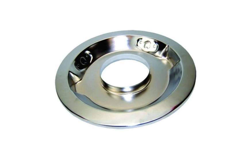 Butler Performance - Air Cleaner Base, 14 in Round, 5-1/8 Carb Flange, 1-1/8" Dropped Base, Steel, Chrome, Each