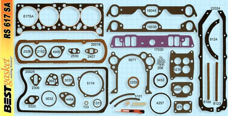Best Gasket - Best Gasket Complete Engine Gasket Kit, w/ Rear Main Rope Seal Pontiac 1958-60 370-389
