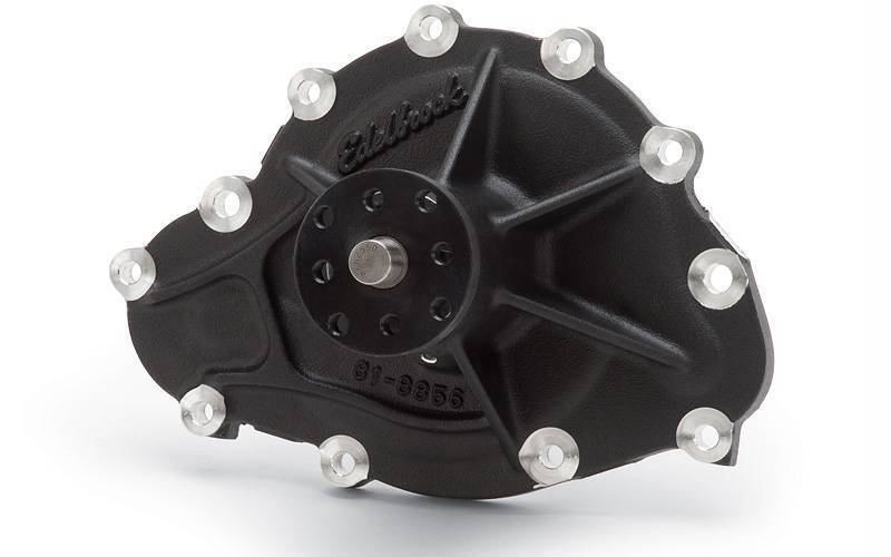 Edelbrock - Edelbrock Pontiac Victor Series 11 Bolt Water Pump & Plate, 1969-79, 4.5", Black Finish EDL-88563