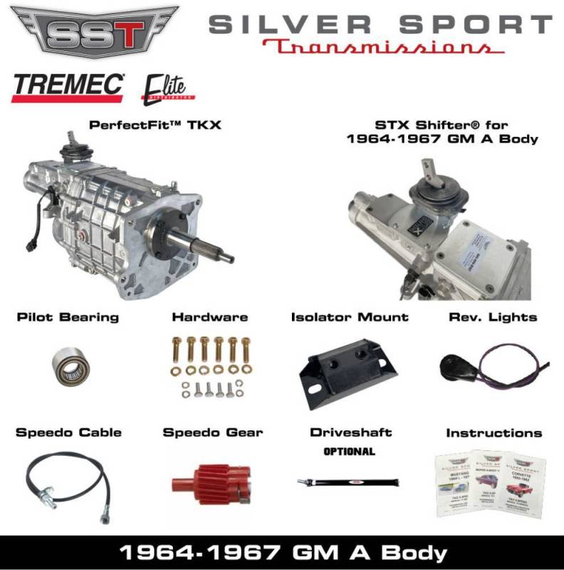 SST - 64-67 GTO/LeMans, A-Body, SST Tremec Perfect-Fit 5 Speed TKX Transmission Kit, Manual to TKX