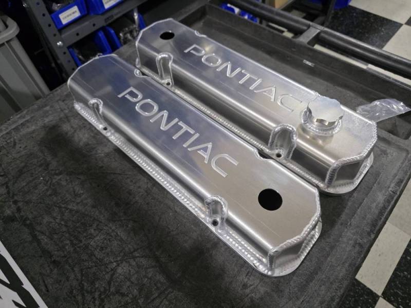 Butler Performance - Pontiac Custom Fab Aluminum Valve Covers, Raw or Black, 2 3/4, Choose Your Options (Set) BPI-SVC-FAB