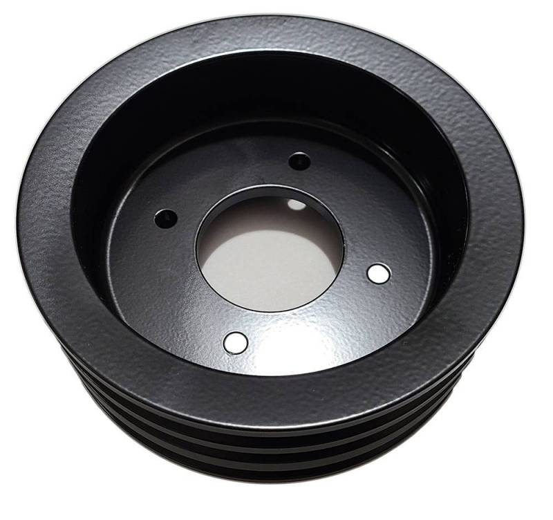 Ram Air Restorations - Pontiac 3-Groove Crankshaft Pulley for 1968-70 A/C Applications-Black Anodized