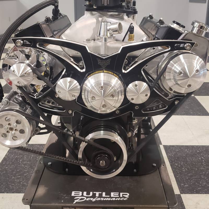 March Performance - March "Style Track" Alternator and Power Steering Only Serpentine All Inclusive System, Billet, Pontiac 326-455c.i. - 13145 Black Onyx (MAR-