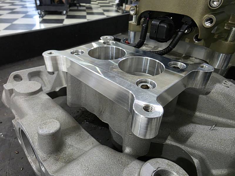Butler Performance - Billet FiTech to 66 Tri-Power Intake Adapter, Gaskets / Hardware Included, Aluminum, Set/3