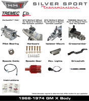 68-74 X-Body, SST Tremec Perfect-Fit 5 Speed TKX Transmission Kit, Manual to TKX