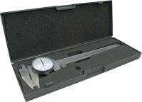 Dial Calipers, 0.001 to 6.000 in Range, Case, Stainless, Each