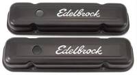 Valve Covers, Breathers, Oil Fill Caps - Stock and Aftermarket Valve Covers - Edelbrock - Edelbrock Pontiac Signature Series Black Valve Covers
