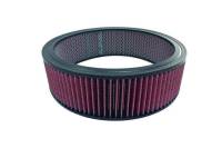 Air Filter Element, Round, 14 in Diameter, 4 in Tall, Reusable Cotton, Red, Universal, Each