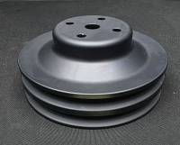 Pontiac 2 Groove Water Pump Pulley (Black)-1971 and Later A/C applications, 6.5" Diameter