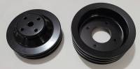 Butler Performance - 1968-70 3 Groove Crank and Water Pump Pulley Kit, also for 64-68 8 Bolt to 11 bolt Conversions, AC Applications, Black Finish - Image 2