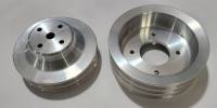 1968-70 3 Groove Crank and Water Pump Pulley Kit, also for 64-68 8 Bolt to 11 bolt Conversions, AC Applications, Billet Finish