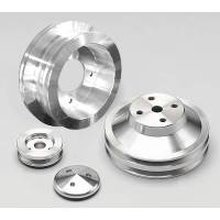 Pontiac 71-79 Aluminum Pulley Set 3 Groove Crank (AC), 2-Groove Water Pump, & Alt - 13050 Black (MAR-13050-08)